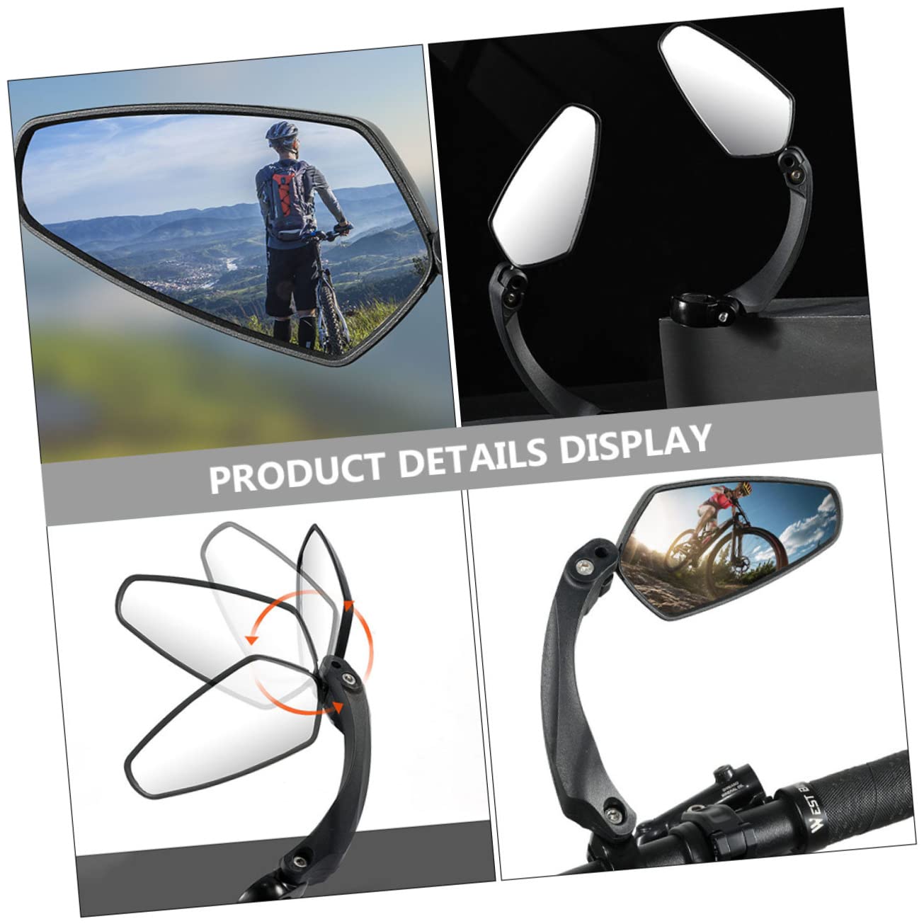 Abaodam 2pièces Rétroviseur De Vélo Rotatif Pour Guidon Miroir Réfléchissant Pratique Et Léger Pour Cyclisme Accessoires De Sécurité Pour Vélos Électriques Et Montagnards