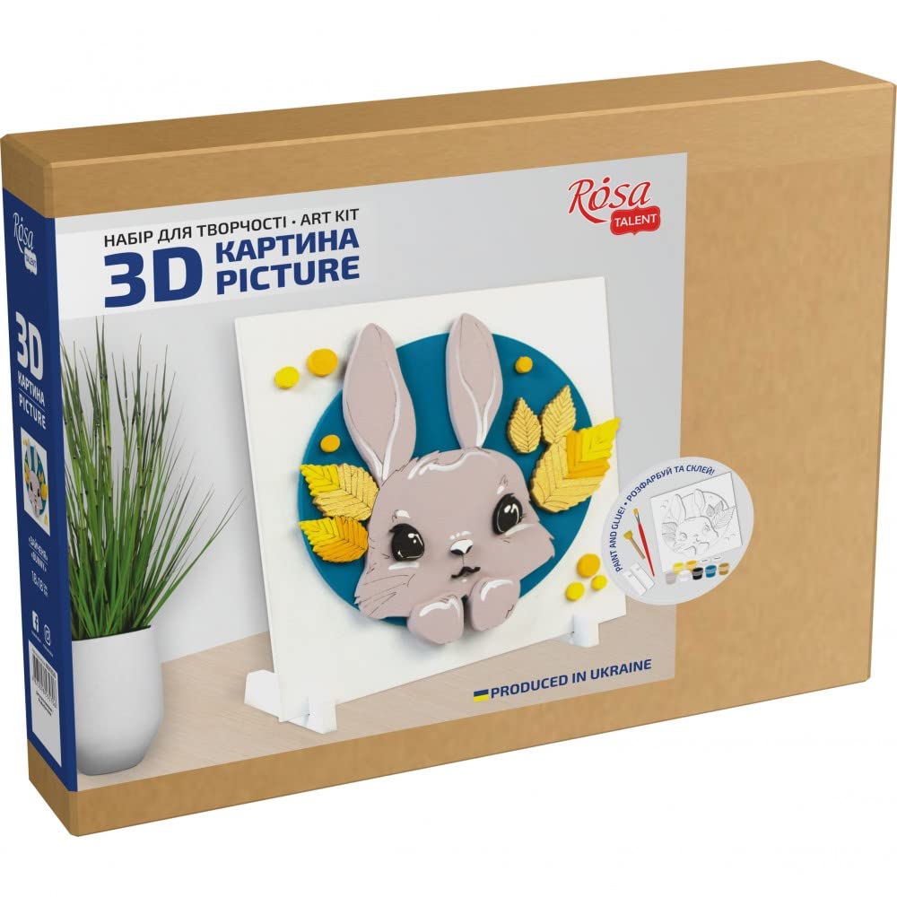 Wise Elk ROSA Talent 3D Painting Set – DIY Multi-Layered Art Kit, Primed Fibreboard, Handmade Collage for Home & Office Décor, 7x7 Inches (Bunny)