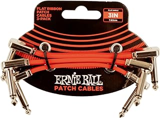Ernie Ball - Cable de conexión plano para pedales, 7,6 cm, 3 unidades, color rojo