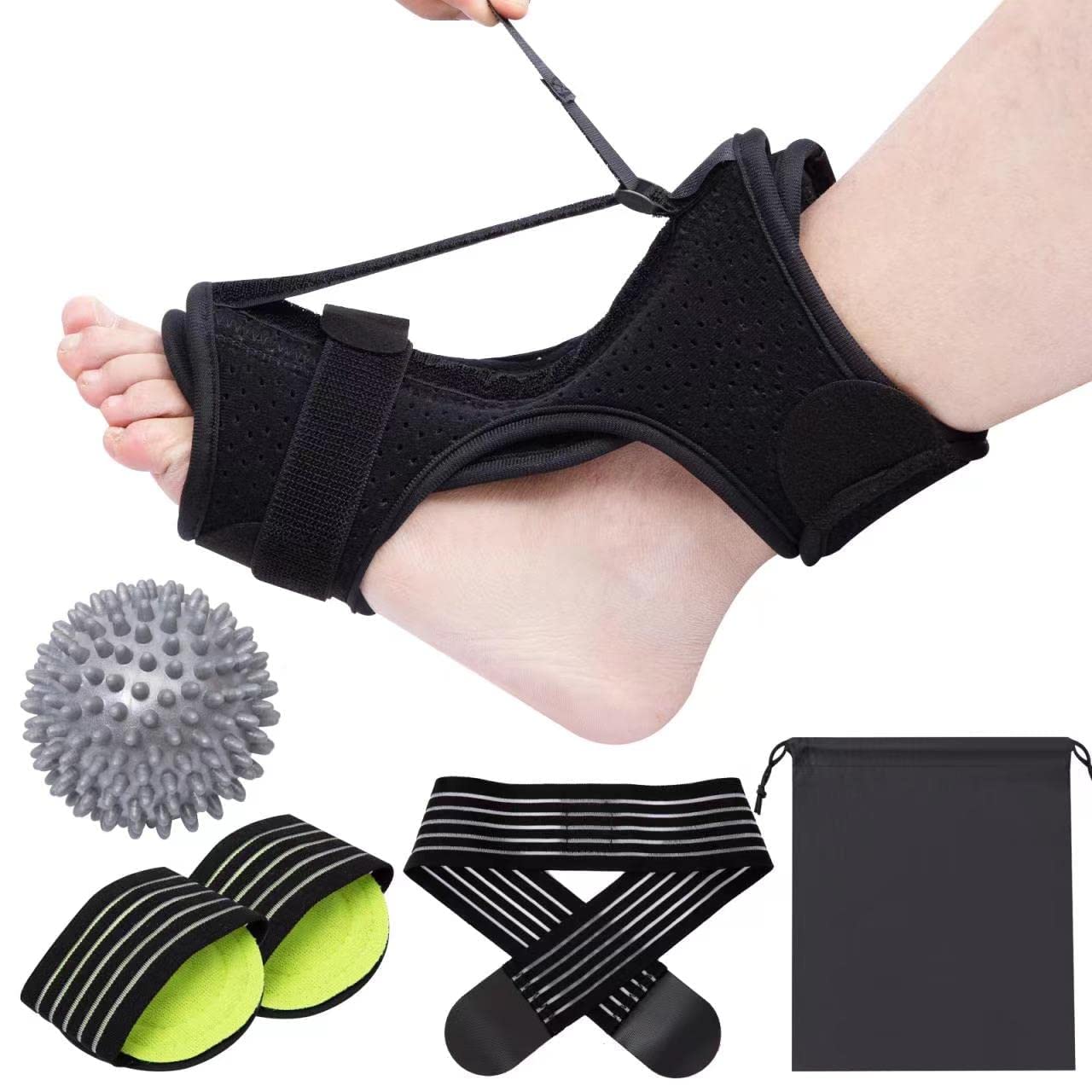 Plantar Fasciitis Night Splint Foot Drop Orthotic Brace, Multi Adjustable Plantar Fasciitis Relief Brace, Adjustable Elastic Dorsal Splint