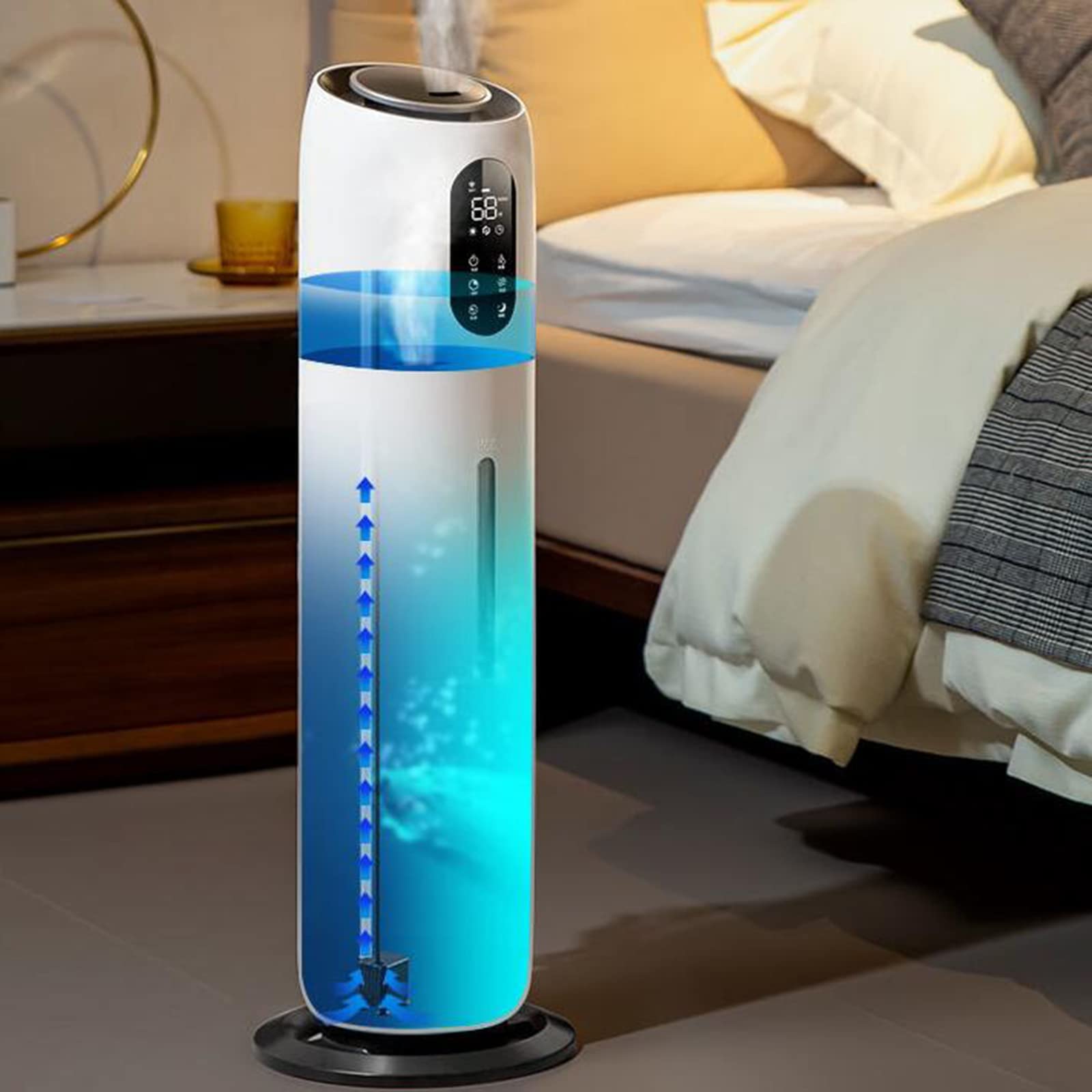 Humidificadores de aire Humidificador para dormitorio, Humidificador de niebla súper silencioso de 28Db Humidificador de 9 L Apagado automático, Humidificador pequeño para el hogar Bebé apag