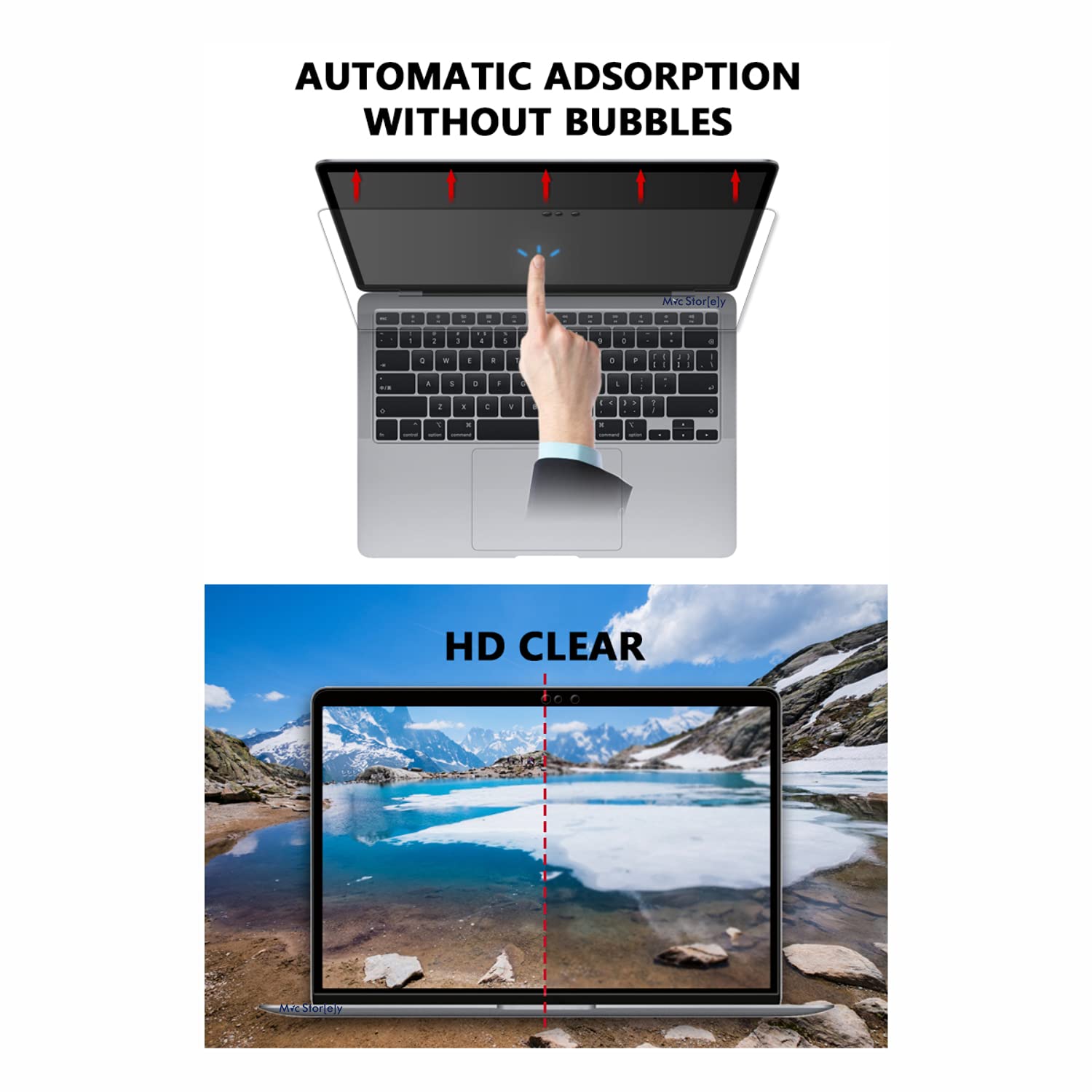 McStorey MacBook Pro Retina 13.3 A1425 A1502 Parlak Ekran Koruyucu Anti Scratch HD Şeffaf PET Film Çizilmeye Dayanıklı Kabarcıksız Kolay Uygulama Şeffaf