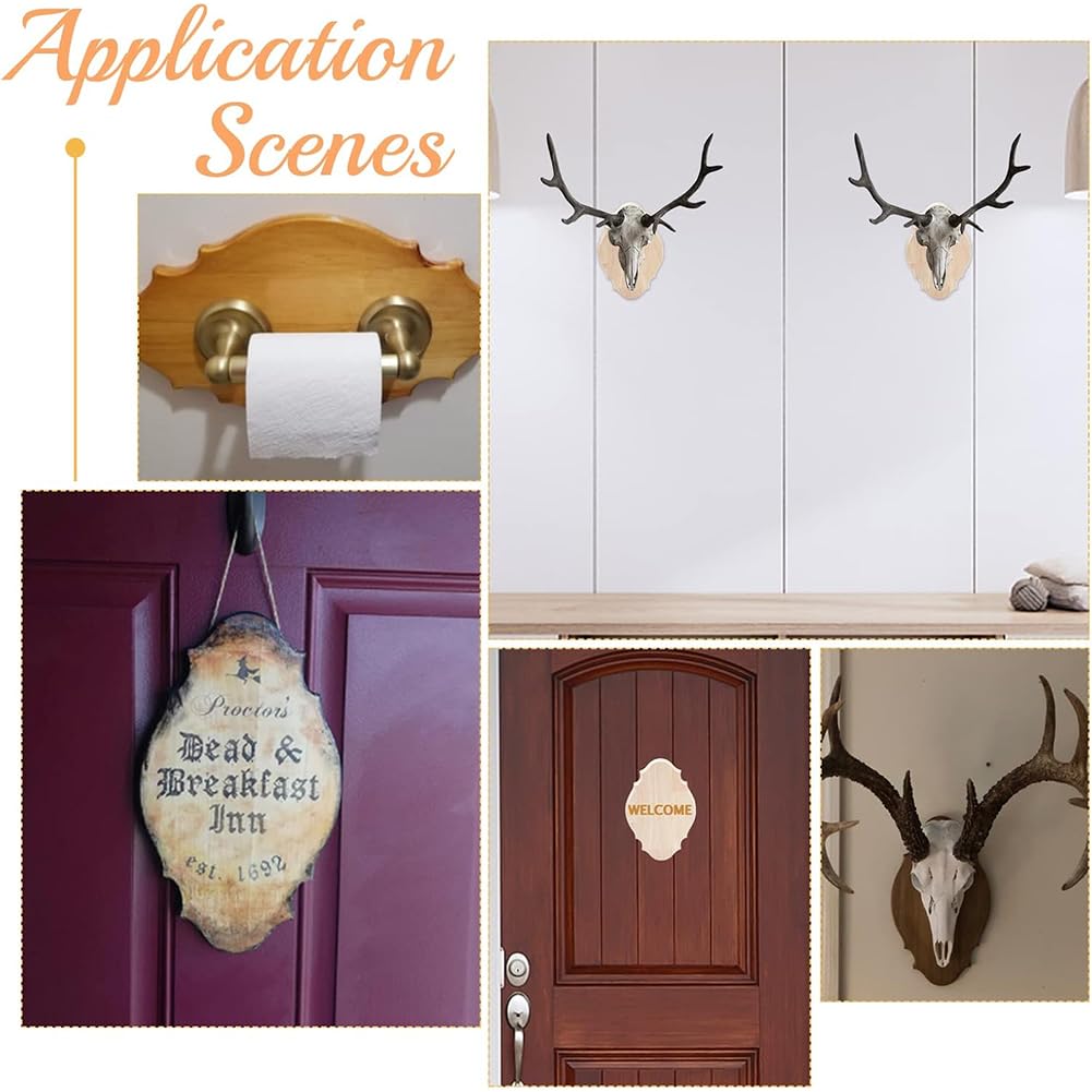 PH PandaHall 2pz Targhe in Legno Ovali a Scudo Grezze Targhe Artigianali Fai Da Te Bianche Antiche, Targhes Appese al Muro per Casa Porta Matrimoni e Progetti DIY, 22.2x15cm