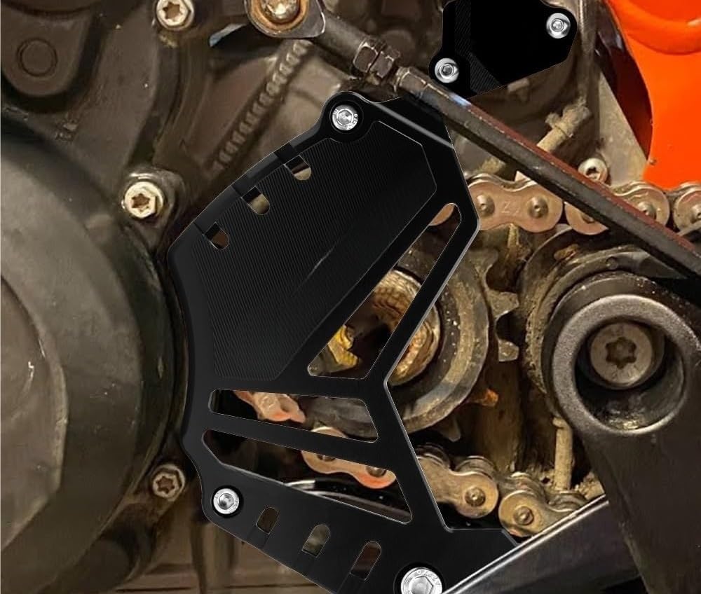 Osłona łańcucha Osłona Czujnika Przedniego Łańcucha Pasuje Do Svartpilen 801 CNC 6061 Aluminiowa Ochrona 16-zębowe Koła Zębate Motocyklowego Łańcucha Ochraniacz(Black)