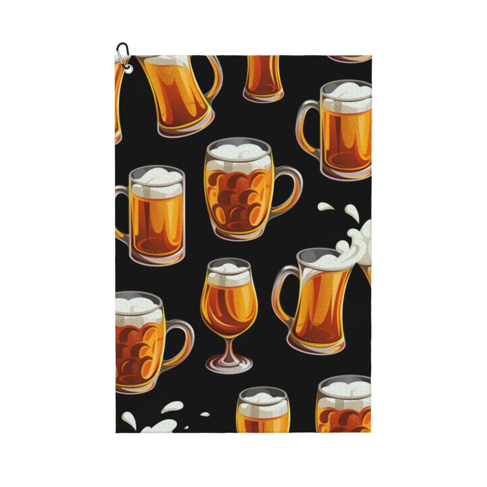 Hnnkloy Beer Glass, 16x24 in Portable Waffle Golf Towels with Carabiner Clip for Golf Bag
