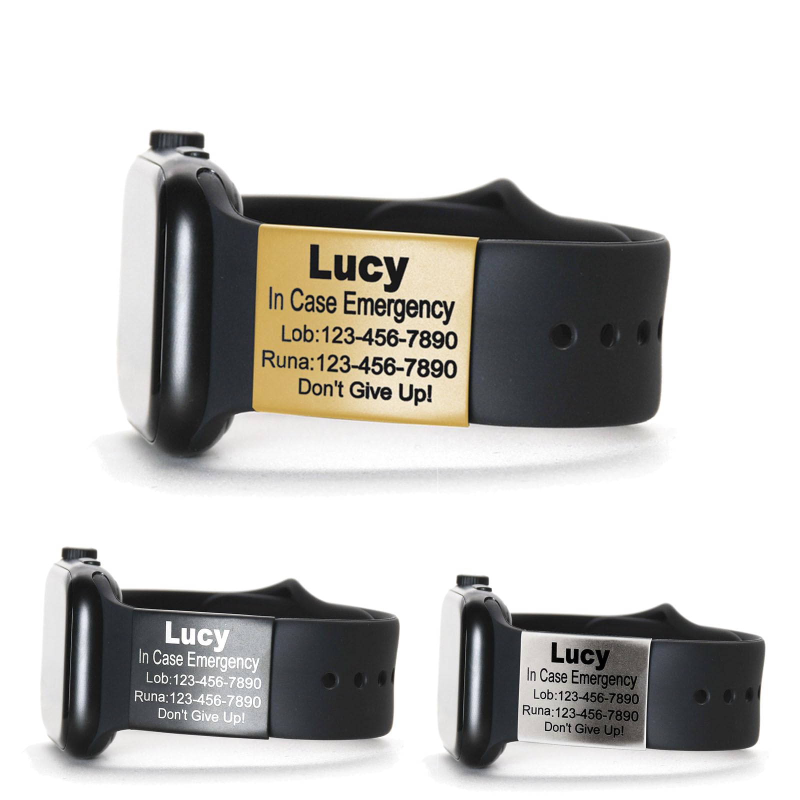 Personalized Medical Alert Tag Custom Laser Engraved ID Tag for Watch Band Identification Wristband Medical Tag for Sport Smartwatch