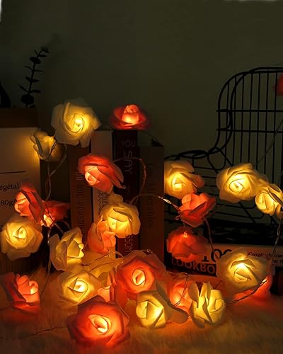 Miniatura 7 de Guirnalda de luces de rosas de cumpleaños, 14.7 pies, 30 luces LED, para cumpleaños, boda, aniversario, día de la madre, propuesta de fiesta,