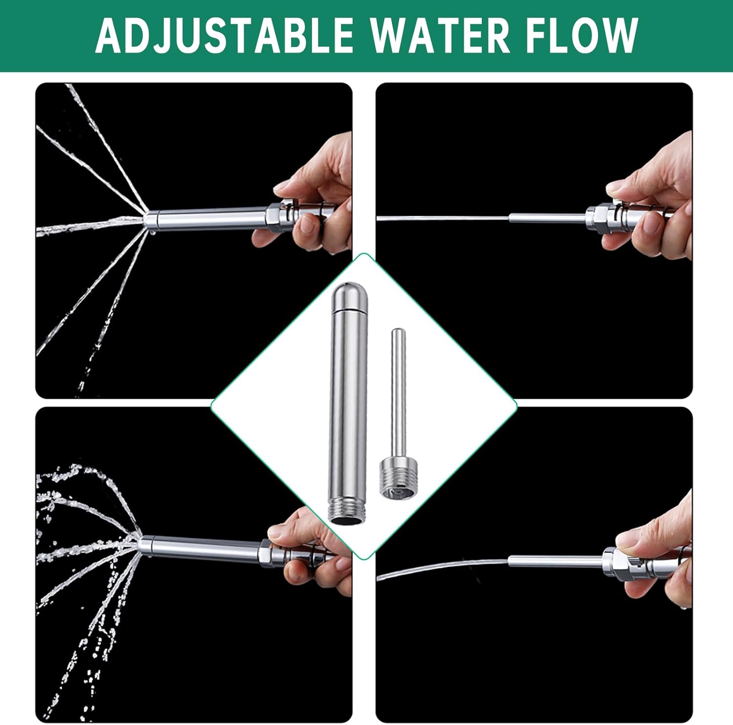 Shower Enema System with 100 Inches Hose, Diverter, Water Control Valve for Men and Women Portable Cleaning, Enema Nozzle Kit Cleaner Attachment (Polished Chrome)
