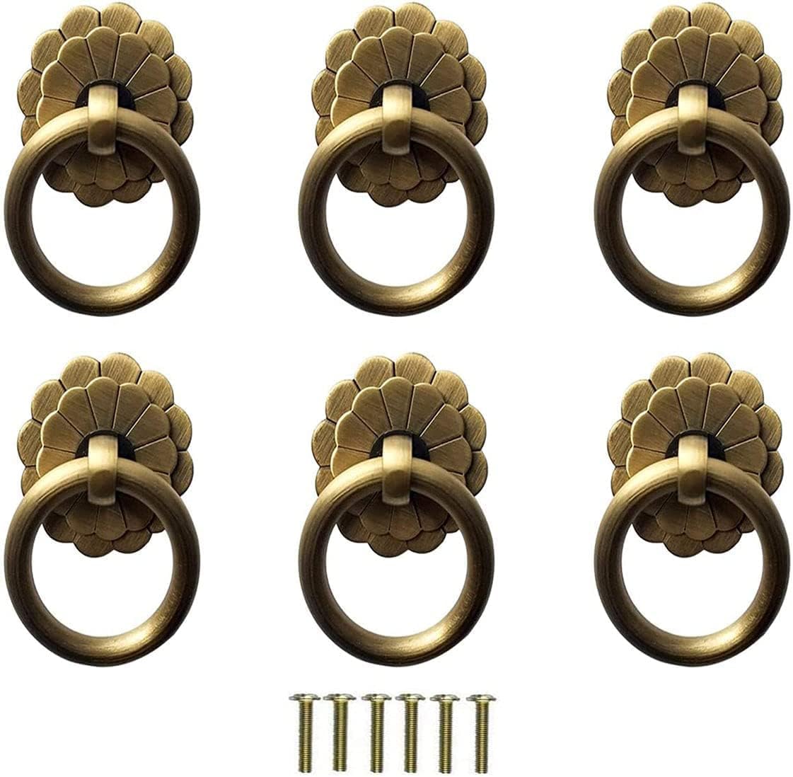 Handles ，Door pull handle,Cupboard door handles Brass Ring Pull Handle Antique Furniture Pull Drop Ring Handle Chinese Style Antique Brass Ring Pull Handle Kitchen Cabinets Wardrobe Drawer Furniture H