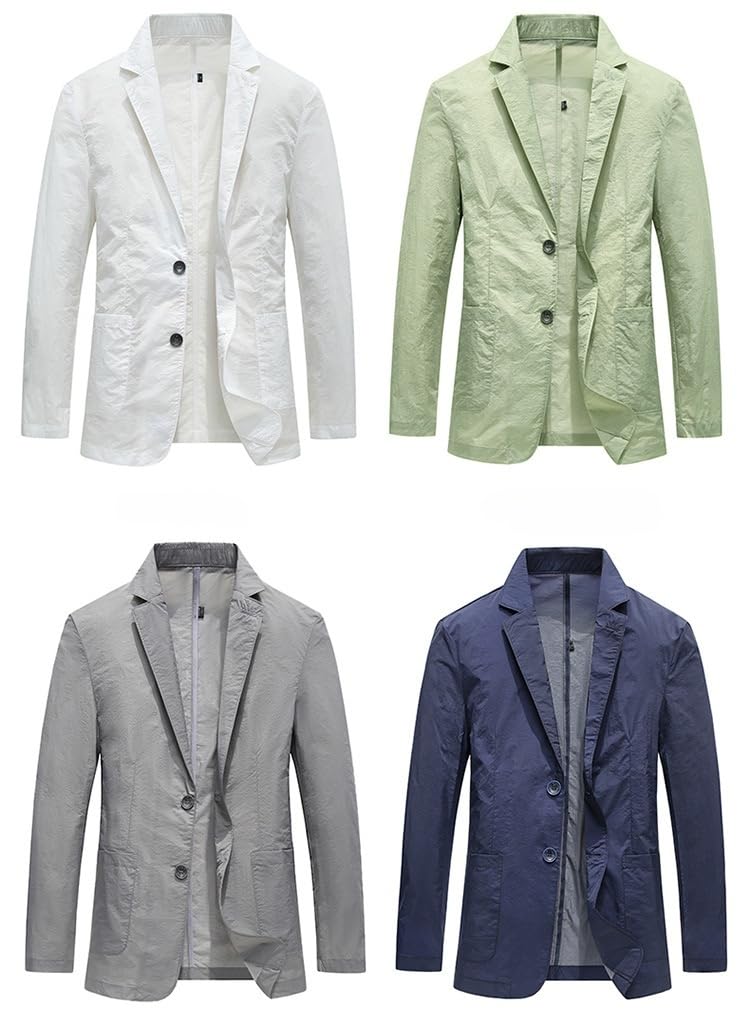 Giacca Uomo Elegante,Blazer da Uomo Casual Leggero Estivo con Revers A Lancia, Giacca Sportiva Leggera Senza Fodera A Due Bottoni con Tasche per Il Lavoro Quotidiano, Matrimonio, Grigio XS