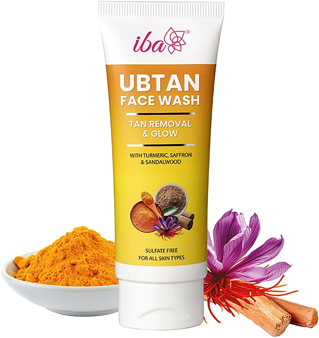 Iba Ubtan Face Wash, 100ml for all Skin type with Turmeric, Saffron & Sandalwood for Tan Removal & Glow
