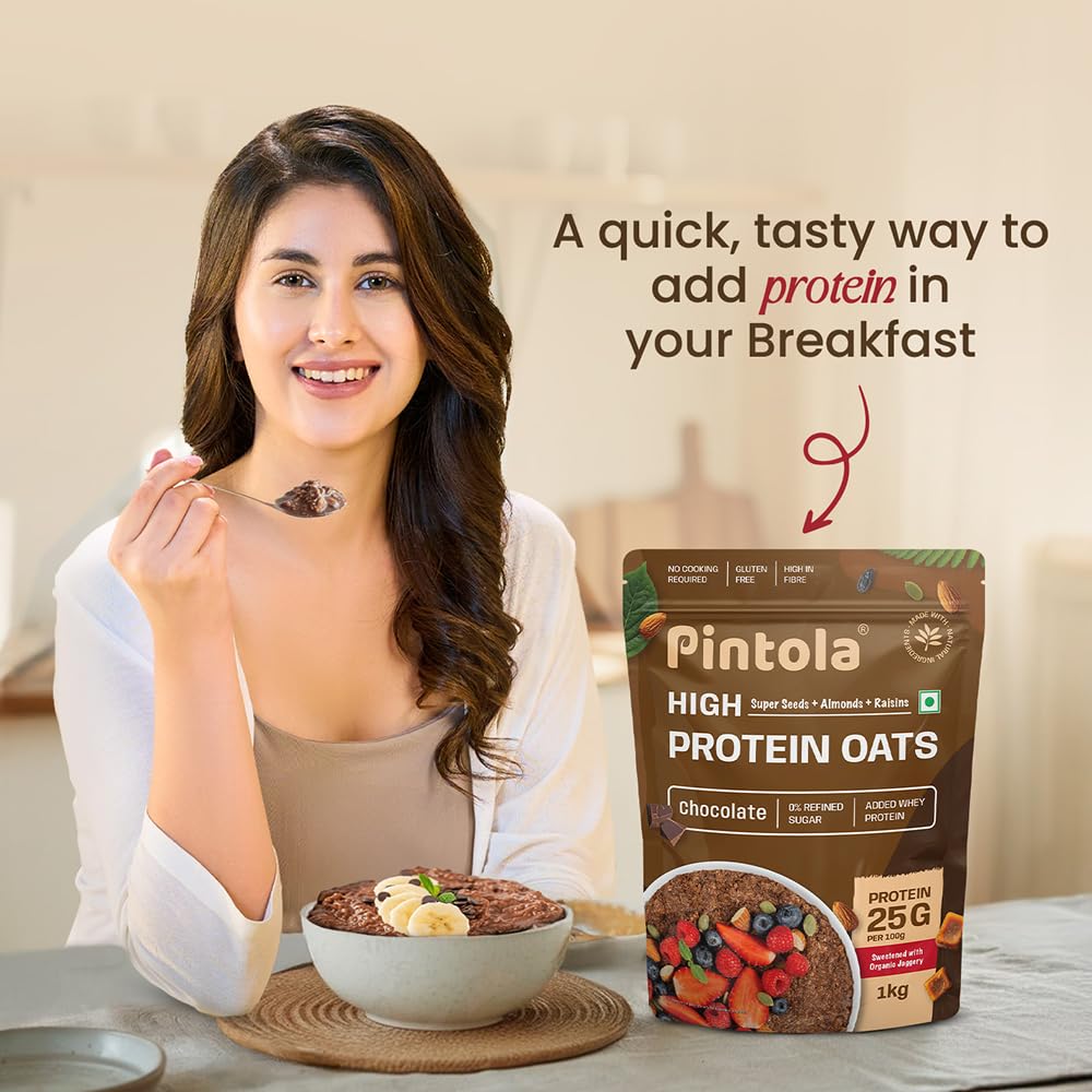 Buy Now Pintola 25G High Protein Oats 1Kg, Dark Chocolate,No Refined...