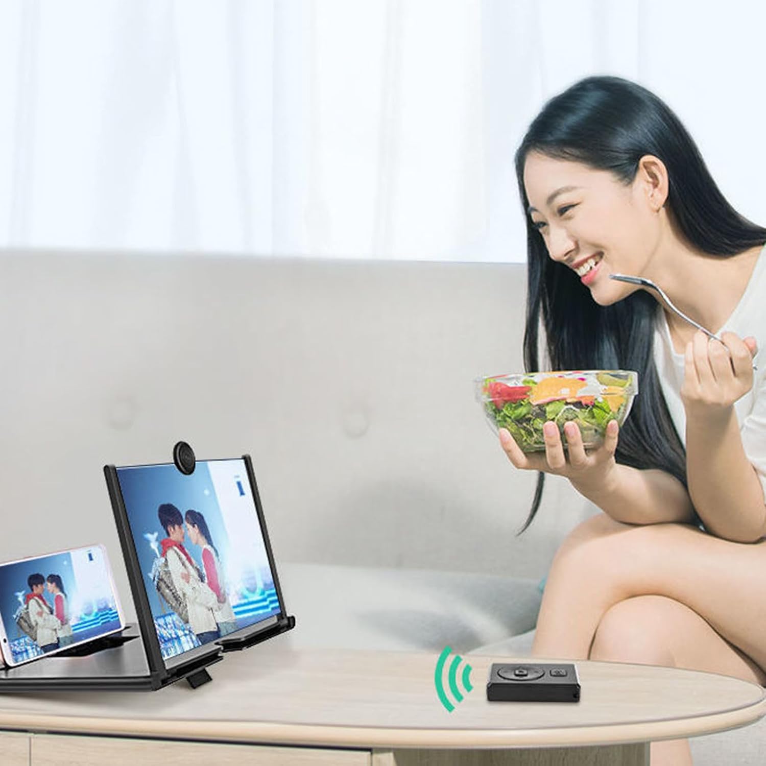 Mobile Phone Magnifier Projector Screen, Screen Magnifier for Cell Phone, 3D HD Magnifying Projector Screens Enlarger, Portable Foldable Amplifier, Supports All Smartphones (Black,20 in)