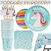Set Servizio da tavola da 102 Pezzi Tema Unicorno con Banner Piatti Bicchieri Tovaglioli Cannucce e Tovaglioli Servizio da 20