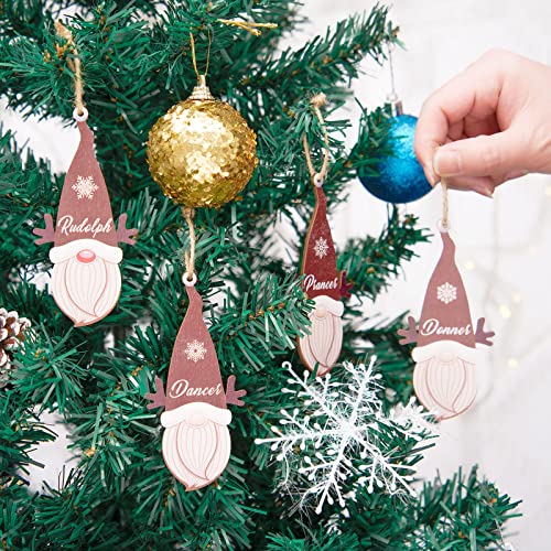 9 Pcs Reindeer Gnome Christmas Ornaments Wooden Hanging Reindeer Gnome Ornaments Christmas Tree Hanging Decoration Santa Elf Christmas Tree Ornaments Home Decor Holiday Decor (9) #TOP1