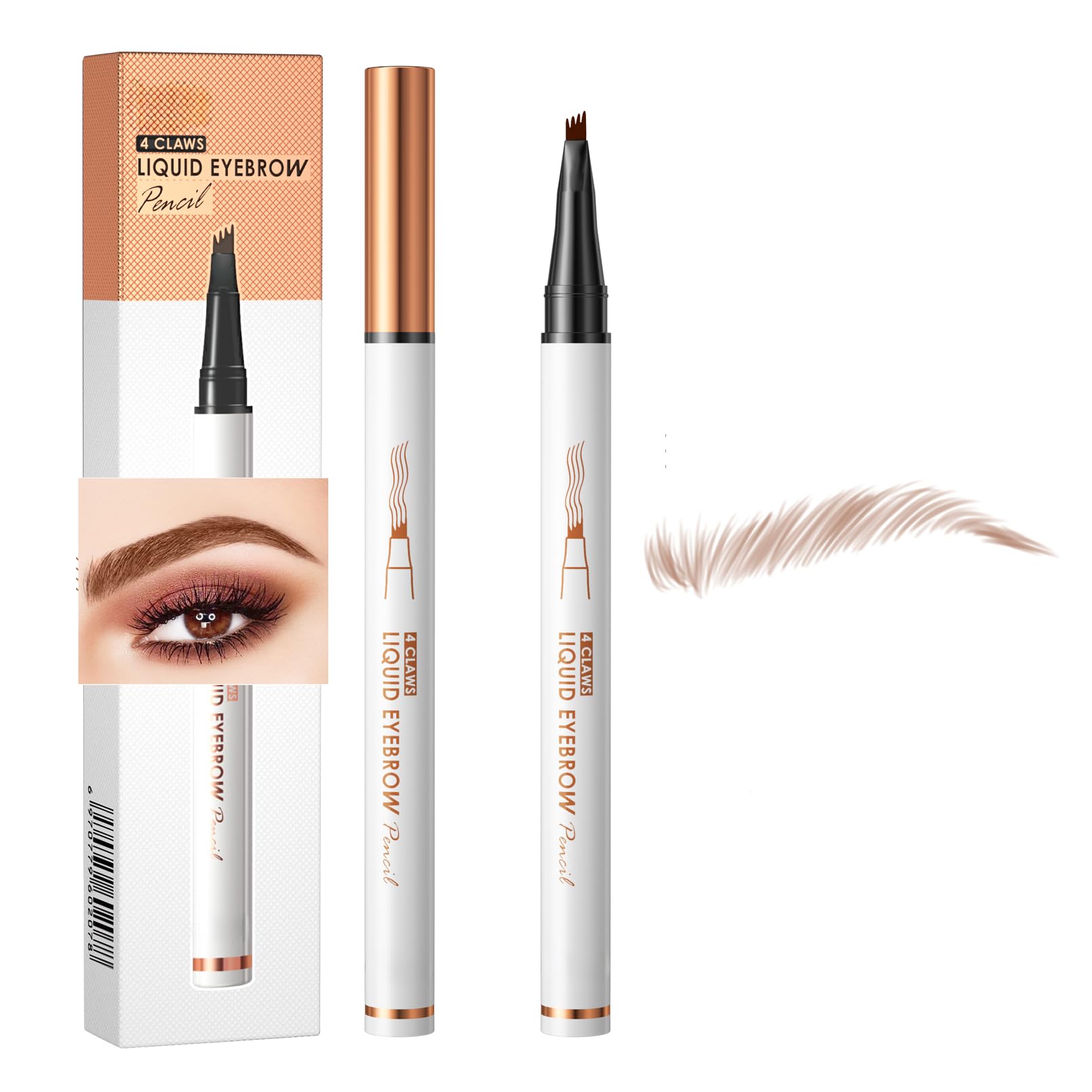 Q707 4 Tipped Precise Brow Pen – Long-Lasting Waterproof Eyebrow Pencil for Natural, Defined Brows – Easy to Use, Suitable for All Skill Levels (1#Light Coffee)