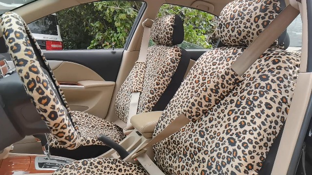 Belidome Coprisedili Auto Leopard Print – Set Completo 4 Pezzi, Universale, Facili Da Installare