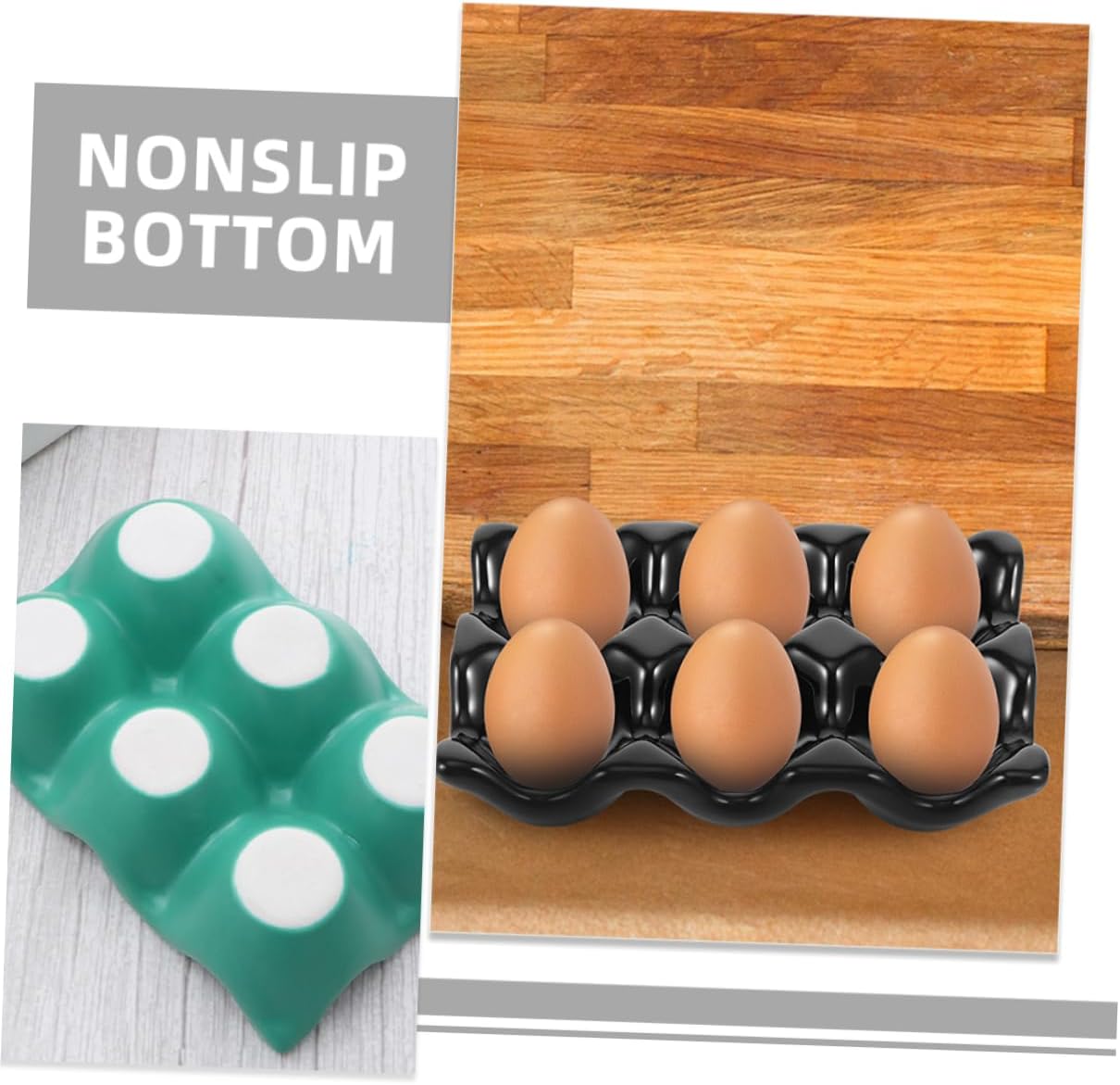 3pcs Ceramic Egg Holder Egg Storage Tray for Fridge Counter Fresh Stand