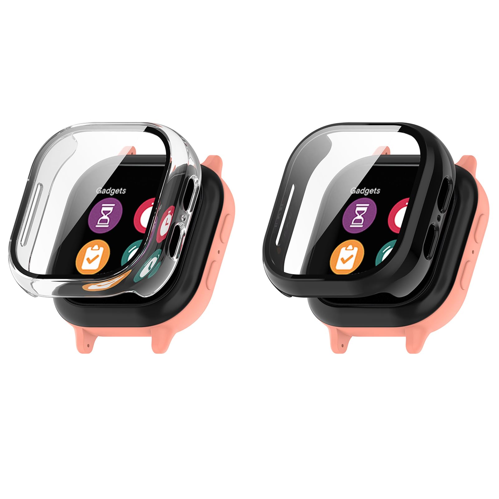 2 Pack Screen Protector for Gizmo Watch 2 Case for Kids, Hard PC Overall Protective Cover Case and Tempered Glass Screen Protector Compatible for Verizon Gizmo Watch 2 Accessories