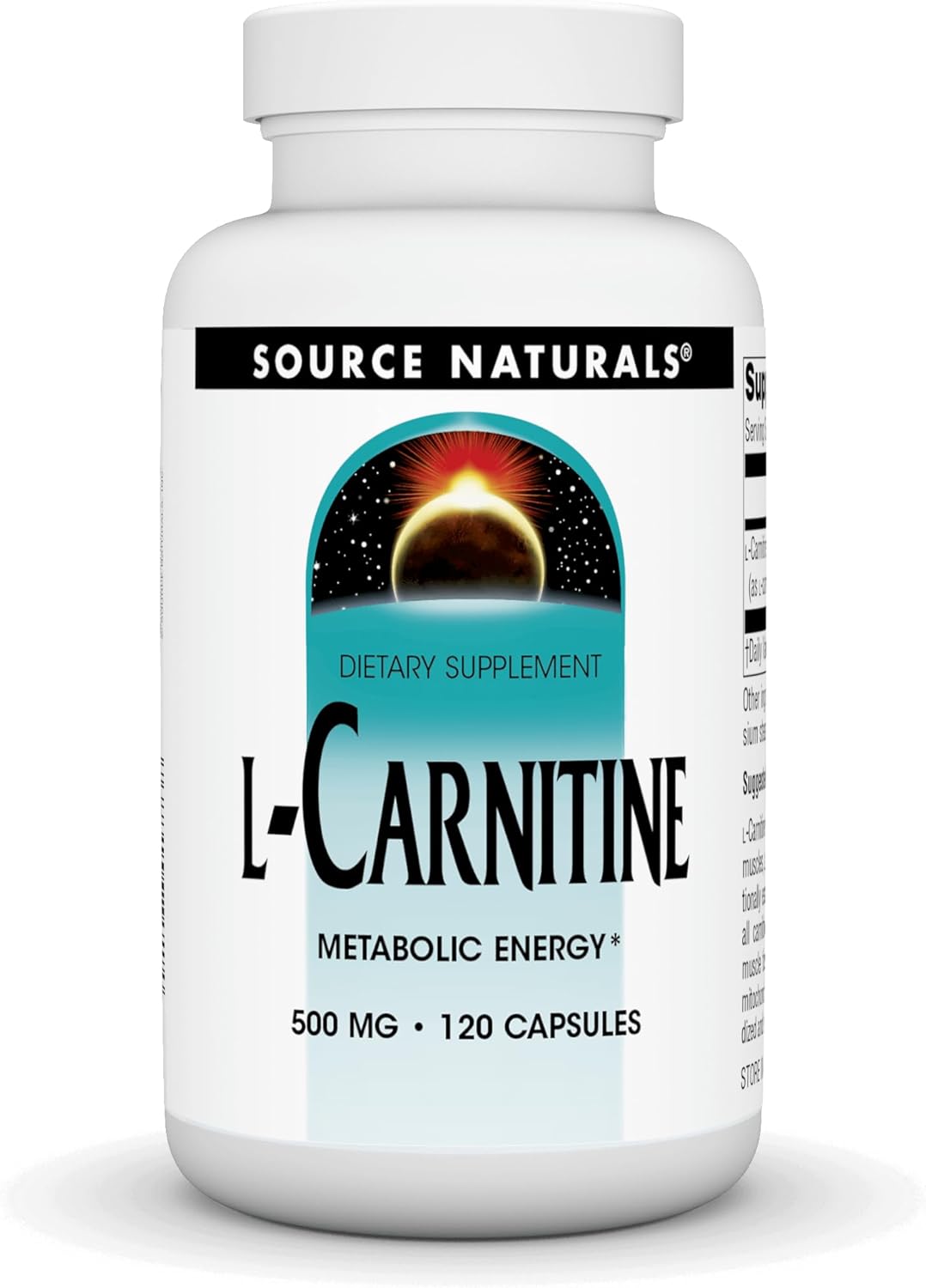 Source Naturals L-Carnitine 500 mg for Metabolic Energy - 120 Capsules