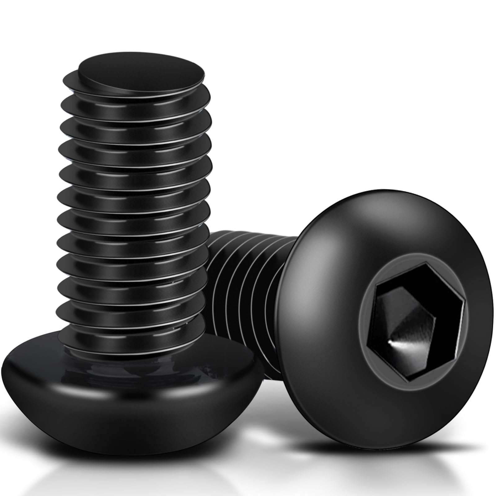M8 x 16mm Hex Socket Button Head Screws, 30Pcs Black Bolts - 304 Stainless Steel Head Hex Socket Cap Screws Bolts — image 1