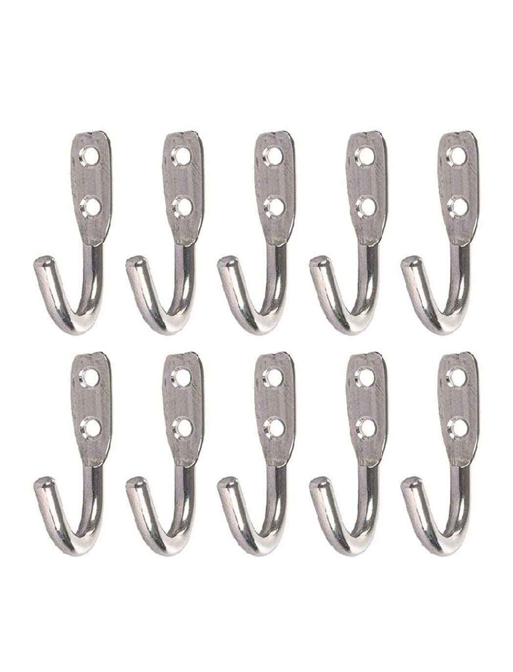 iSTAR Stainless Steel Multi-Purpose J Type Hook Bathroom Hooks Cloth Hanger Wall Hook Door Robe Hooks for Hanging Keys,Clothes (Pack of 20)