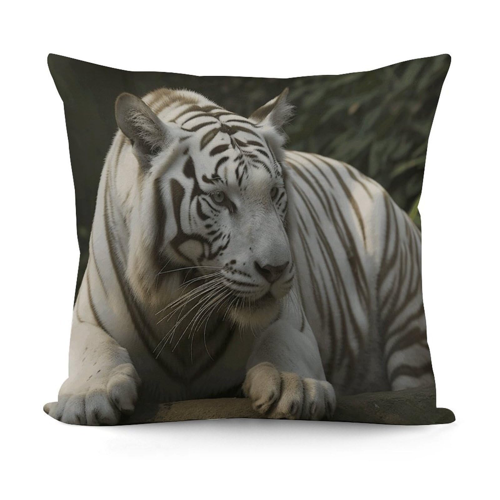 VstaDank Decorative White Bengal Tiger Throw Pillow Covers Luxury Soft Pillowcases Fluffy Plush Accent Pillow Cases Personalized Square Lumbar Pillows Shells for All Seasons 18" X 18"