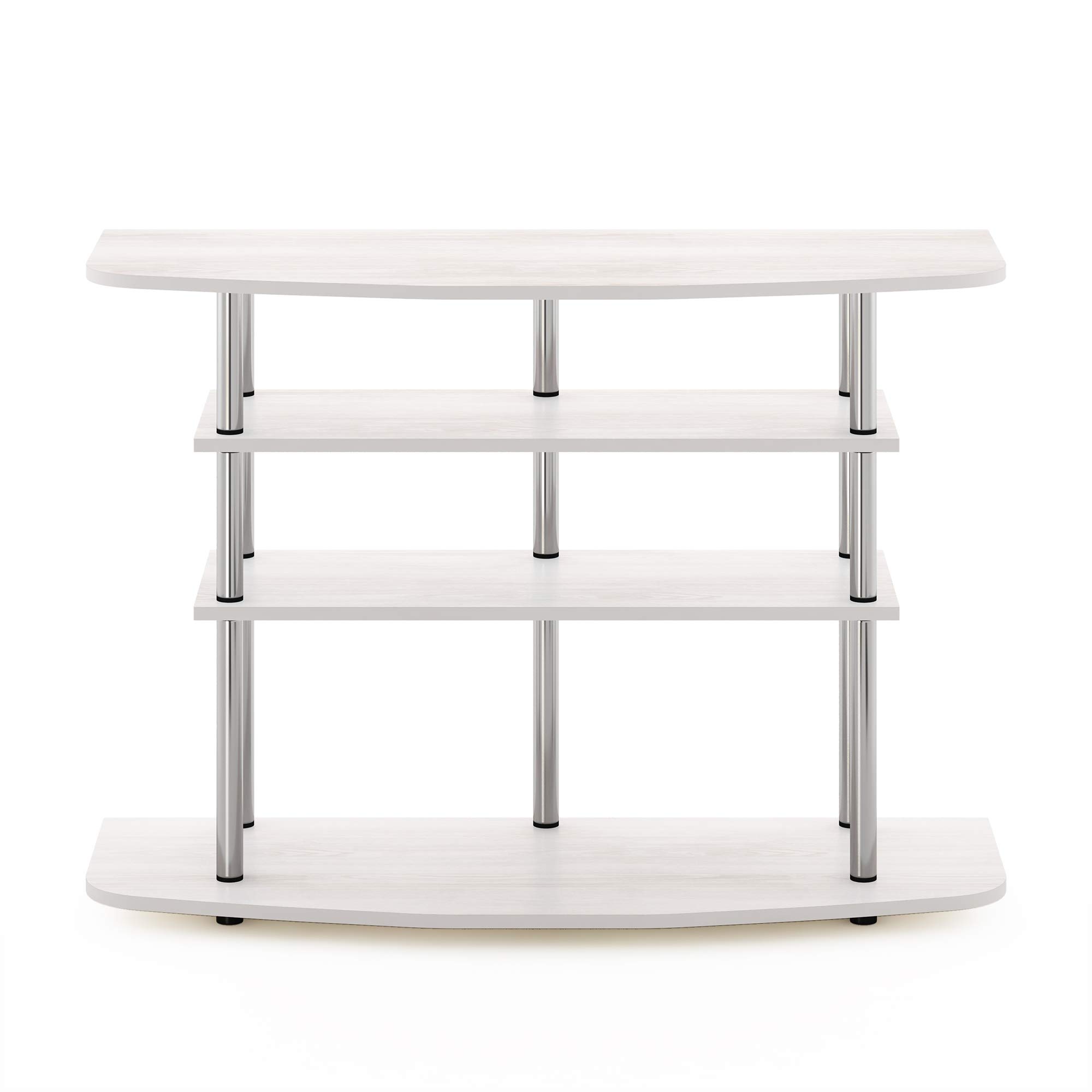 Furinno Frans Turn-N-Tube Supporto TV a 4 ripiani per TV fino a 46, rovere bianco