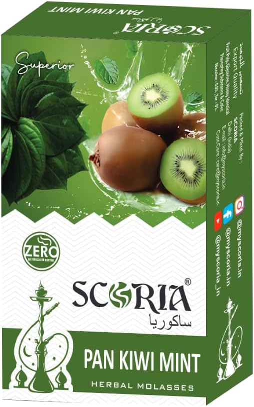 SCORIA Superior Herbal Hookah Flavour Pan Kiwi Mint (Pack Of 1)