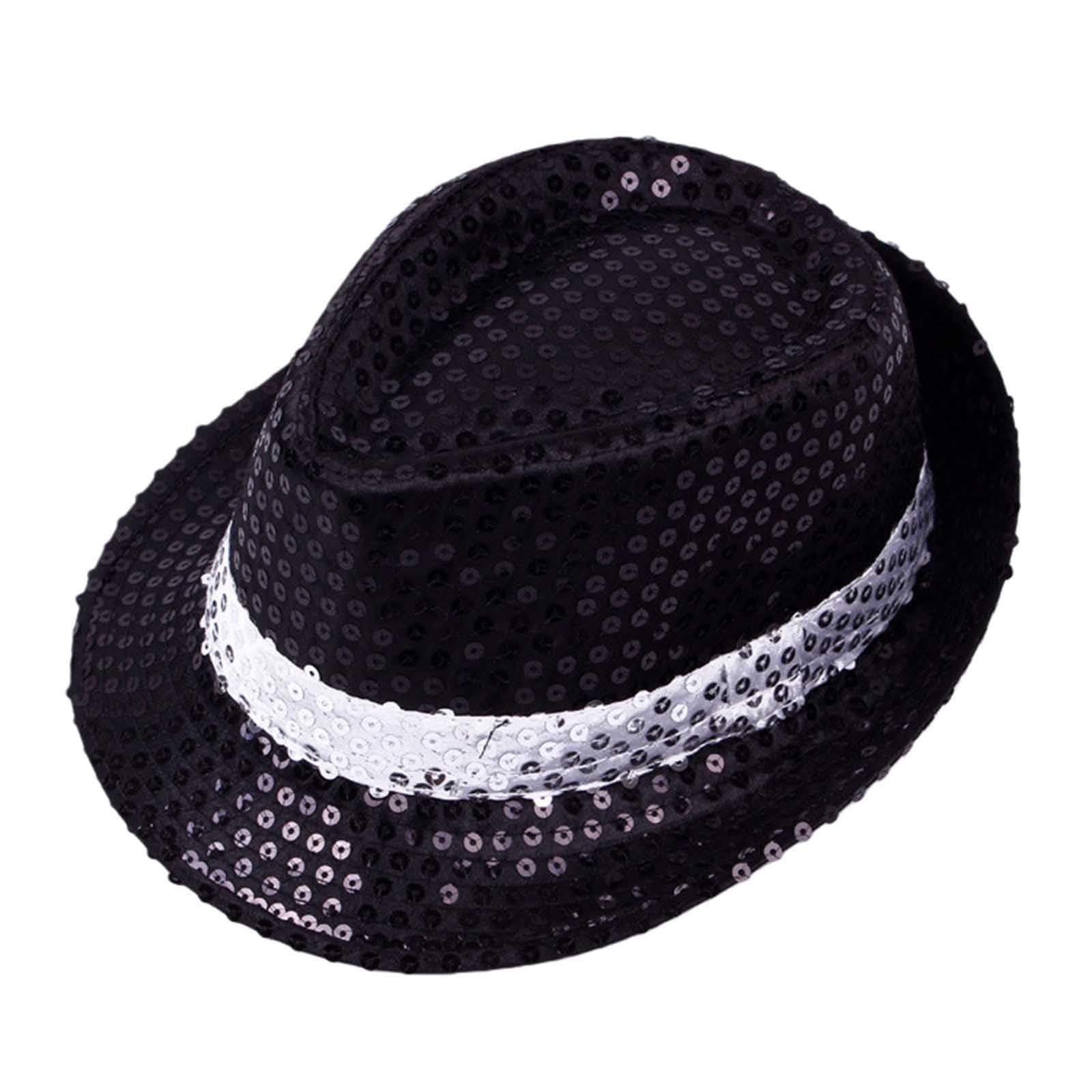 Chapeau à Paillettes Enfant Garçon Classique Paillette Casquettes Unisexe Chapeau à Paillettes Scintillantes Jazz Danse Disco Casquette Couleur Unie pour Fête à Thème Fête Déguisée