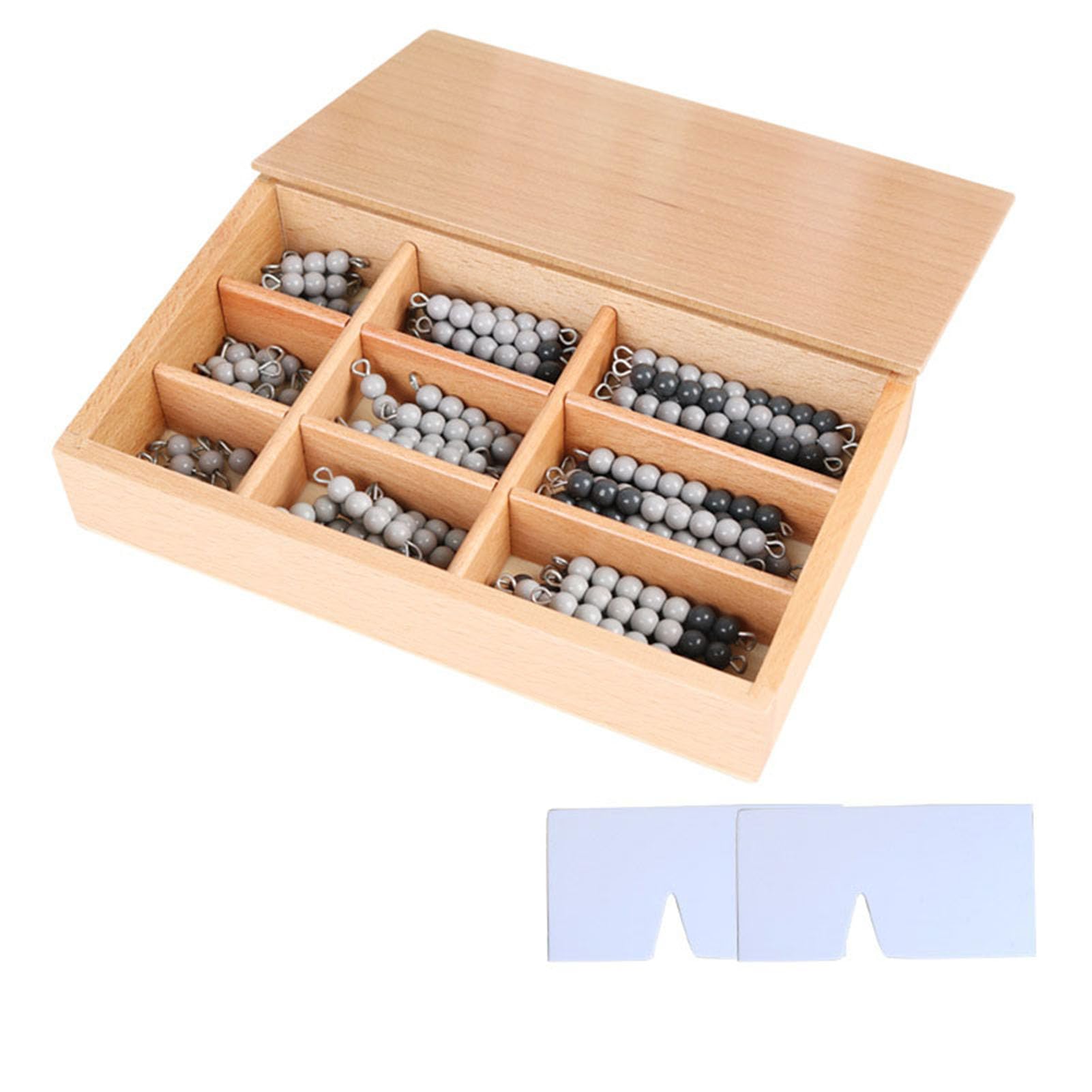 Zabawki matematyczne Montessori z koralikami i pudełkiem, narzędzie Montessori do wczesnego rozwoju matematyki, materiały edukacyjne,Gray,8mm