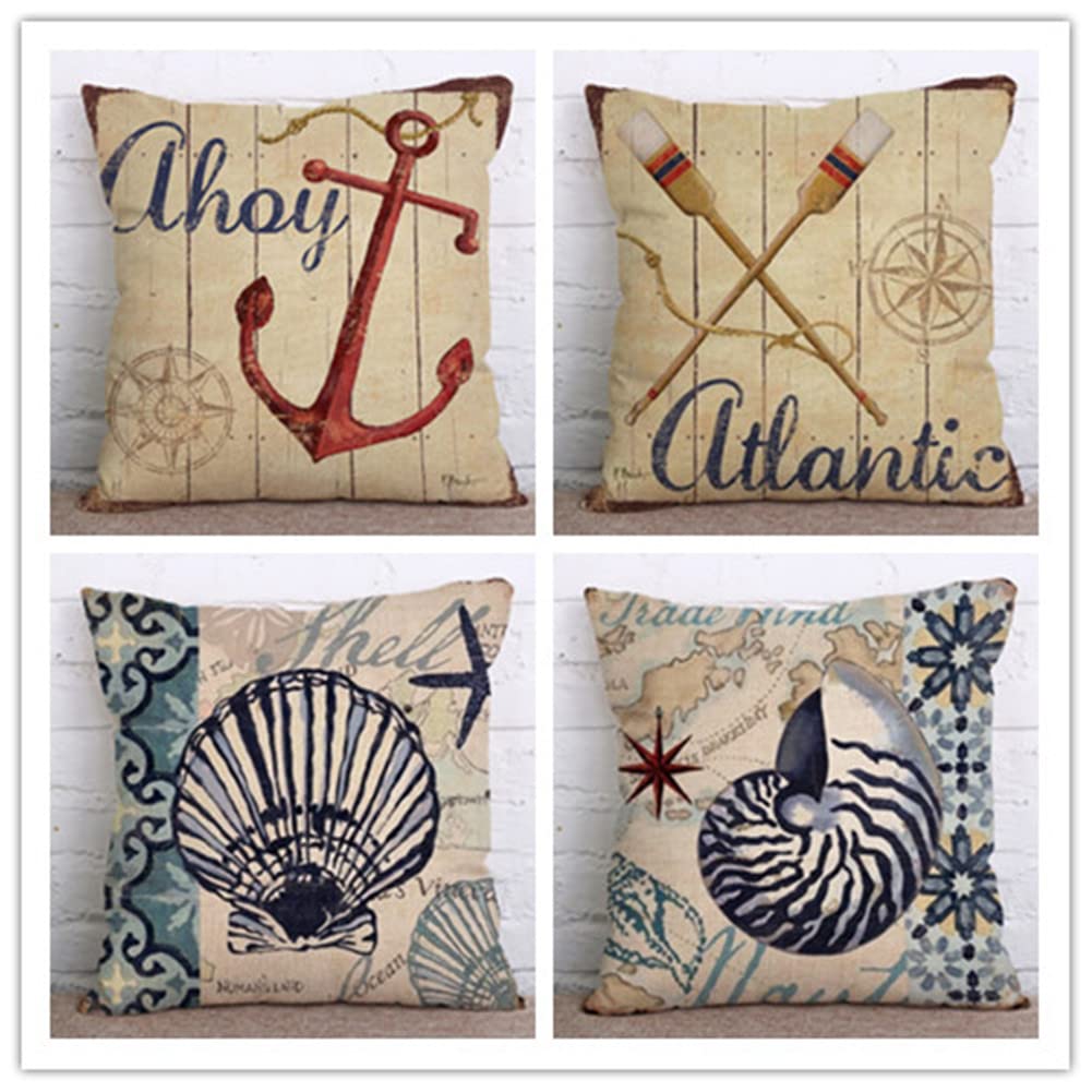 おまとめ専用　ヴィンテージクッションカバー Amazon.co.jp: クッションカバー 北欧 4枚セット ヴィンテージマリン