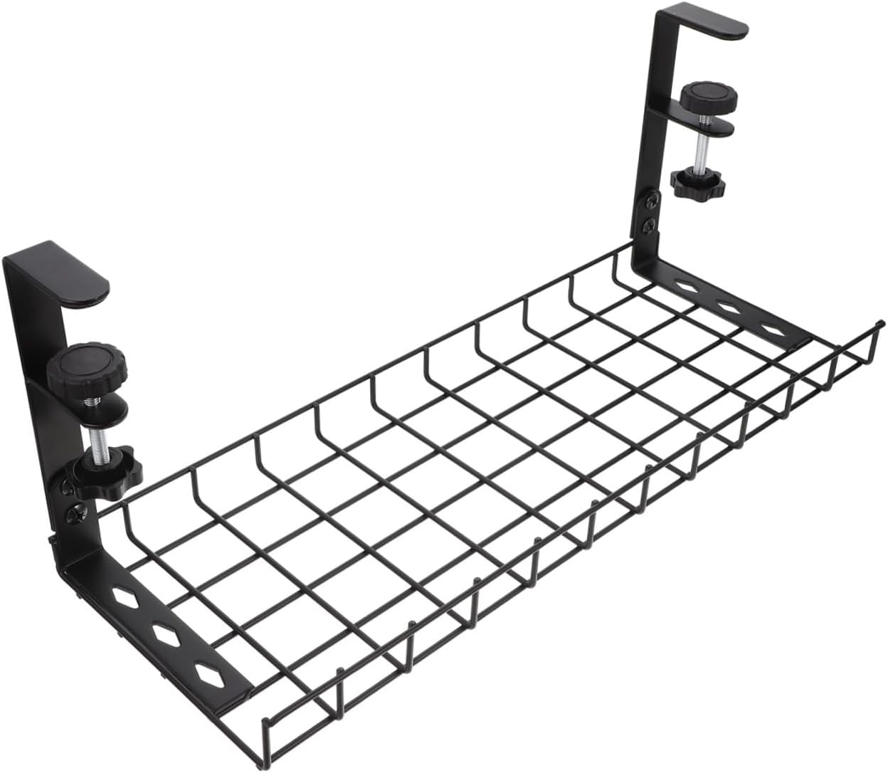 Desk Cable Management Tray Wire Cord Organizer Black 500mm No-Drill Power Strip Storage Rack for Office Desk Wire Management