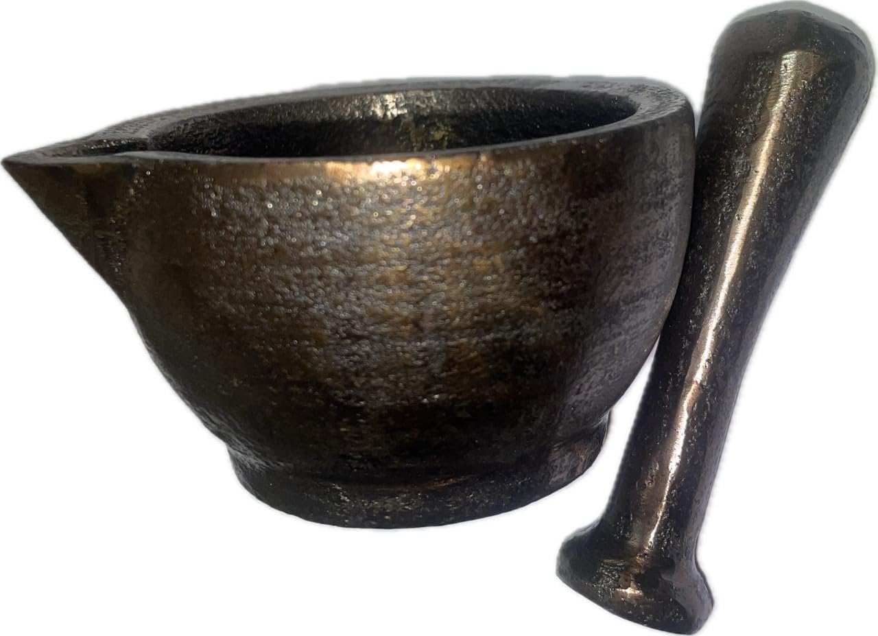 Cast Kings Pre-Seasoned Cast Iron Mortar & Pestle | Silbatta |Spice, Medicine Grinder Masher| Okhli/Musal/Khalbatta | Ideal for Hand grinder 3