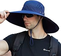 Vista 7 de Leotruny Sombrero de pescador de ala súper ancha UPF50+ sombrero impermeable para pesca, senderismo, camping