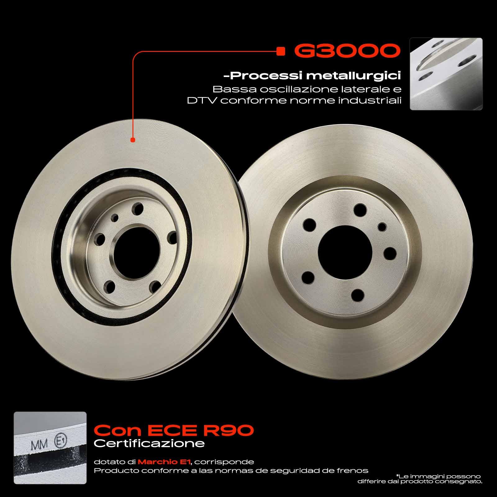 Frankberg Set freni incl. 2x Dischi Freno + 4x Pastiglie dei Freni Anteriore Compatibile con 500L 351 352 Replace# 51884303,51937218