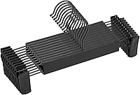 Vista 1 de NORTHERN BROTHERS Perchas para pantalones, paquete de 10 – Percha de plástico negro con clips – Ajustable, antideslizante, ahorro de espacio