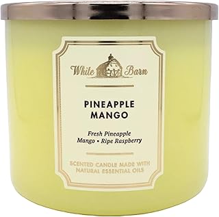 Bath & Body Works, White Barn 3-Wick Candle w/Essential Oils - 14.5 oz - New Core Scents! (Pineapple Mango)