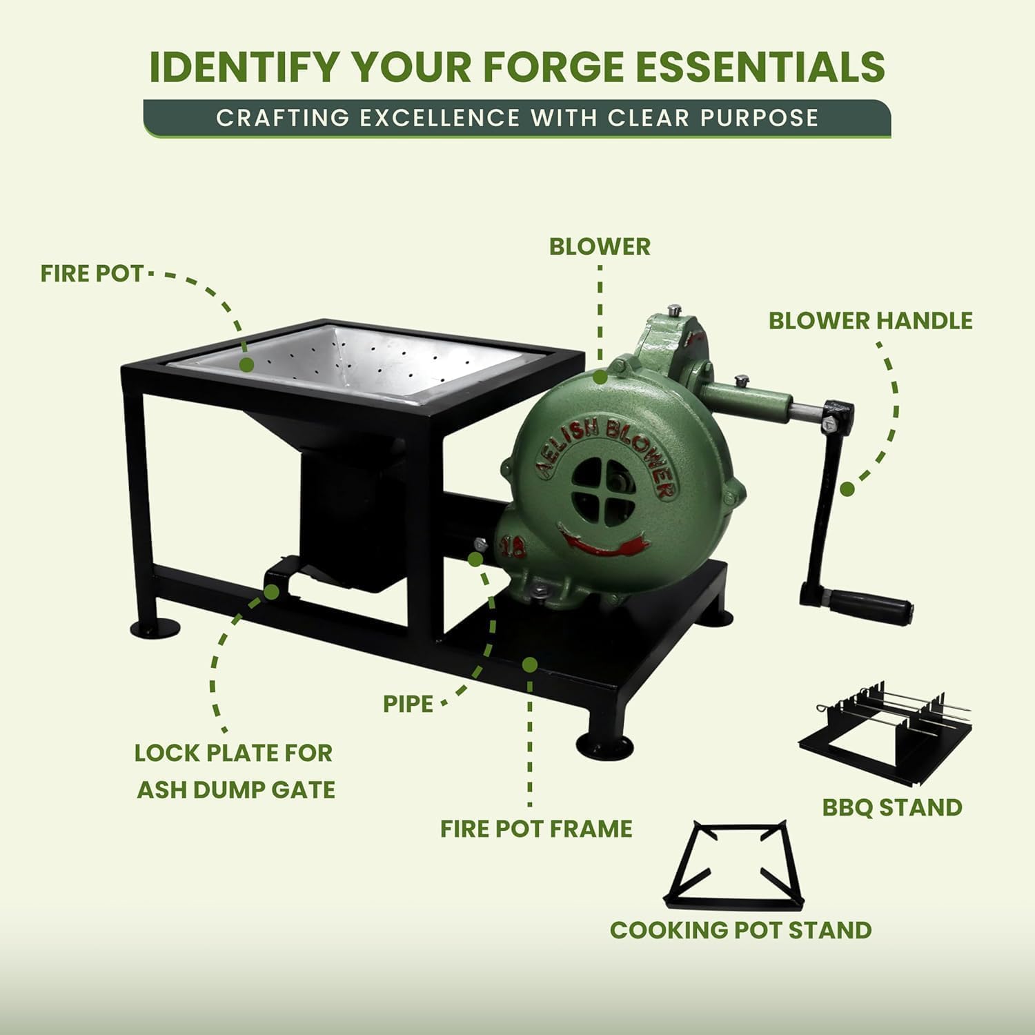 SIMOND Store Blacksmith's Forge - Soffiatore Manuale con Manico a Pedale per la Fabbricazione di coltelli, fabbri, Utensili da forgiatura, forni a Carbone, fornace, Accessori per Cottura e Barbecue,