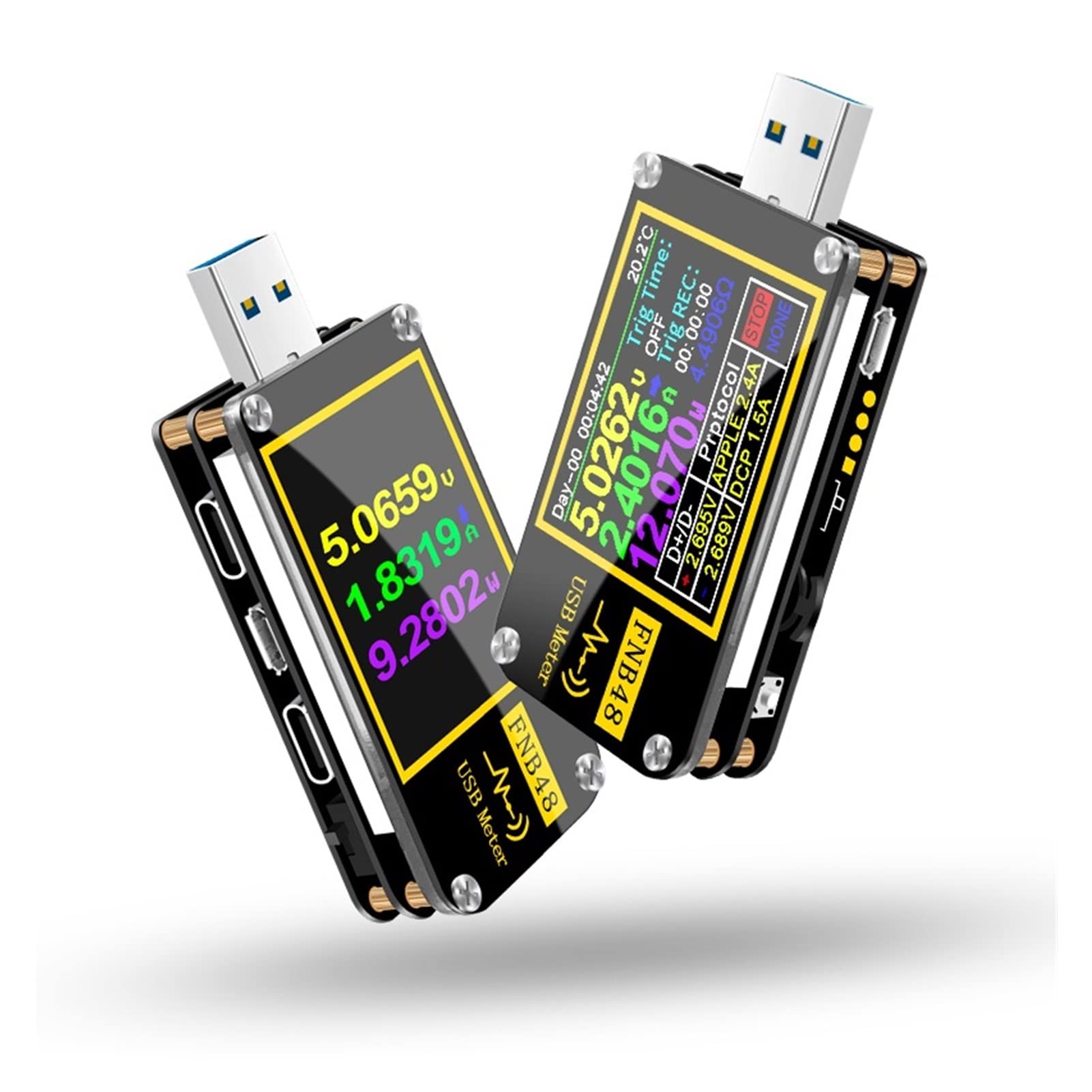 USB Tester FNB48. Ampermeterspannungstrom Voltmeter Qc4 + pd3.0 2.0 pps Schnelles Ladungsprotokollkapazität Trigger-Testmesser