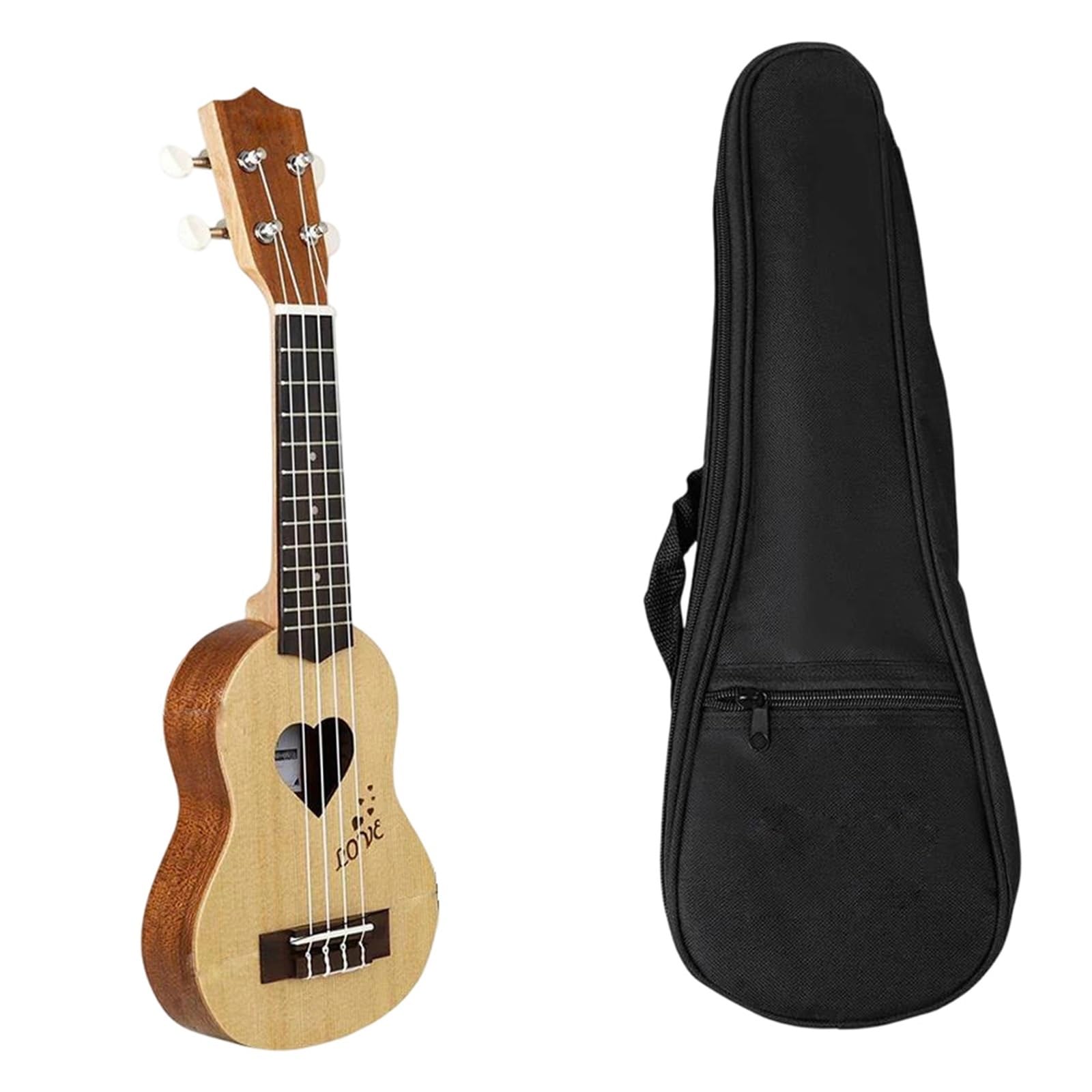 Estándar Ukelele Ukelele De 17 Pulgadas Para Principiantes Instrumento Musical Madera Abeto 4 Cuerdas Con Bolsa Almacenamiento(Wood color)