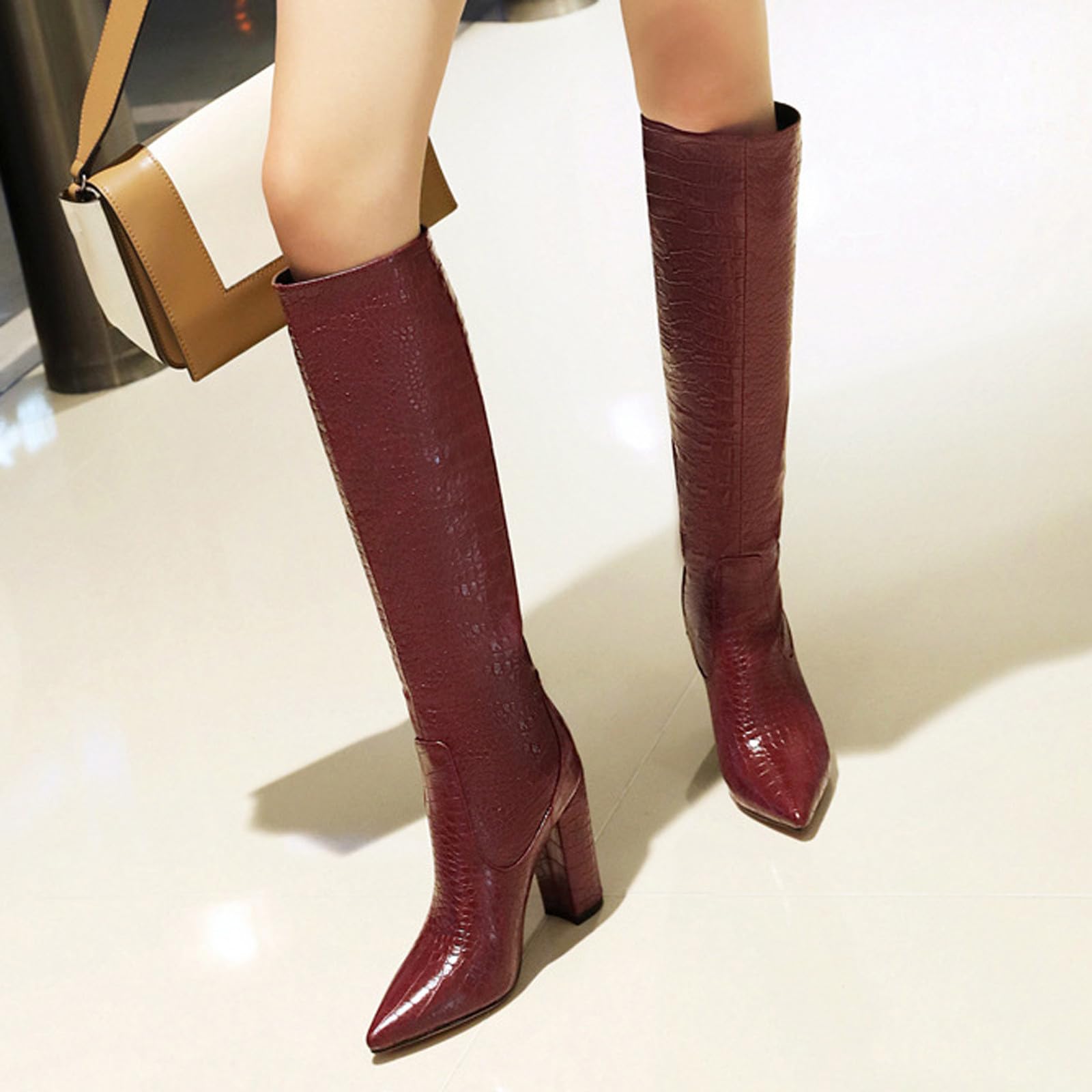 NUSGEAR Botas altas para Mujer,Botas por encima de la rodilla Muslo Invierno Elegante Botas de tacón alto Sexy Botas de Jinete Casual PU Moda Fiesta club Cómoda Zapatos 2025