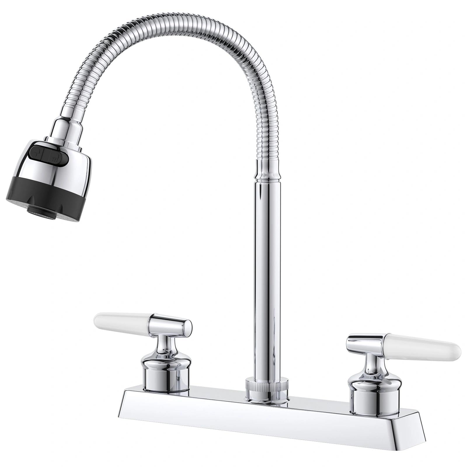 APPASO Mezcladora para Fregadero, Llave Flexible para Fregadero de Cocina, Grifos para Cocina con 2 Asas para cocina, baño y RV (Plástico ABS)