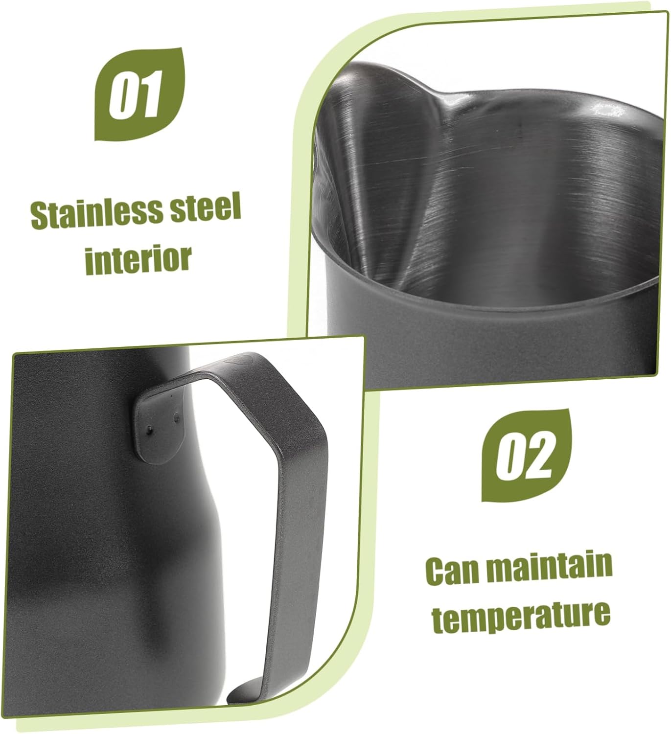 Milk Frothing Pitcher Stainless Steel Espresso Jug Spout for Lattes and Cappuccinos Sleek Design for Home Use