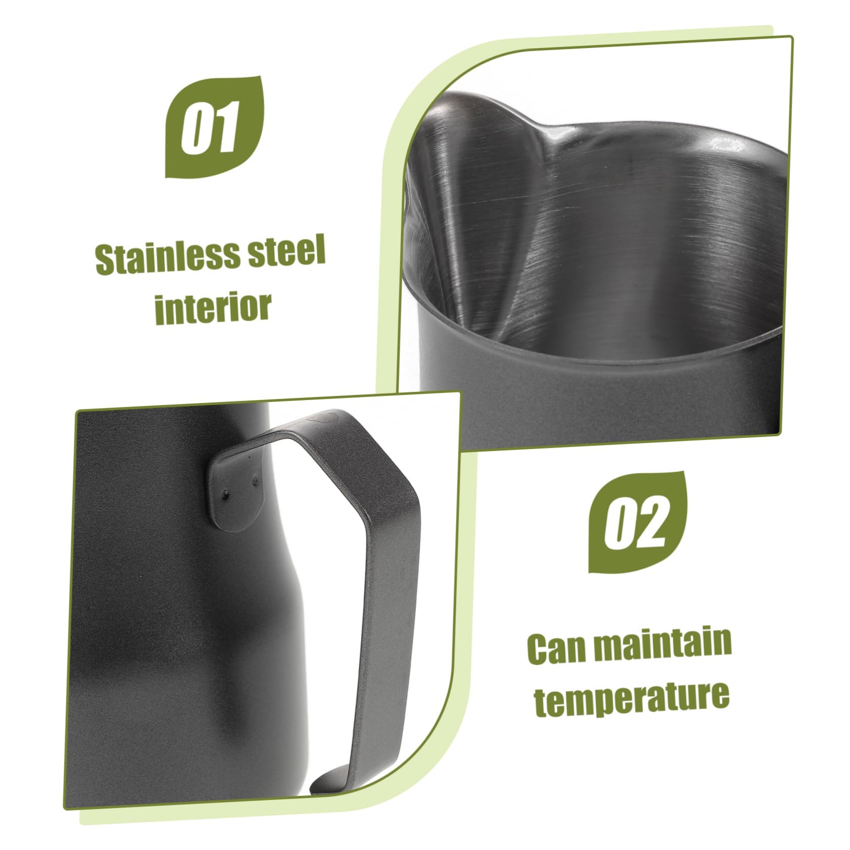 UKCOCO 2piezas Espresso Pitcher De Acero Inoxidable Para Espumar Leche Jarra De Vapor Para Café Preciso Capacidad Para Latte Art Casa o Cafetería
