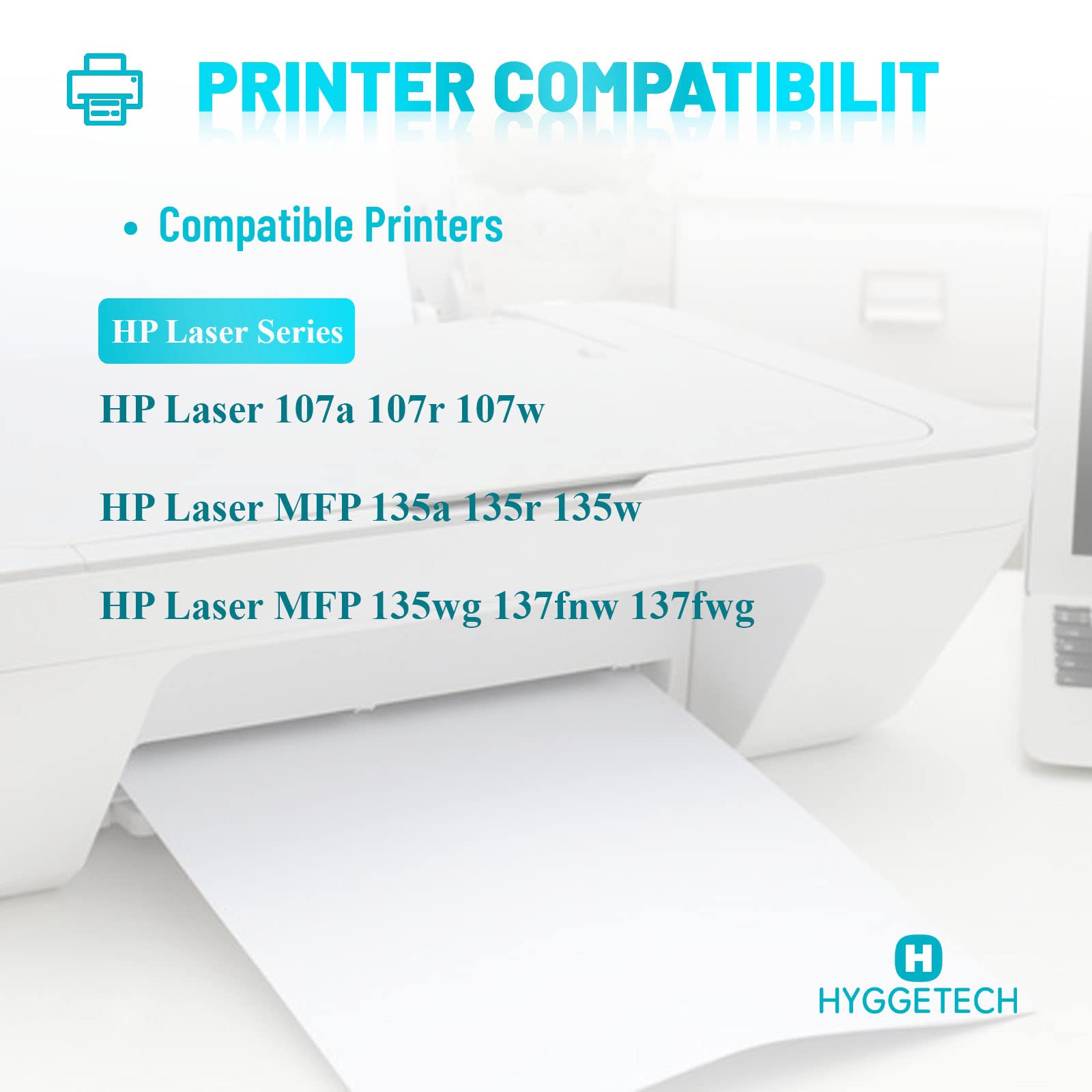 Hyggetech Toner 106A W1106A compatibile con HP W1106A 106A per HP 107w Toner Laser 107a 107r 135a Toner MFP 137fwg Laser MFP 135wg 135w 137fnw