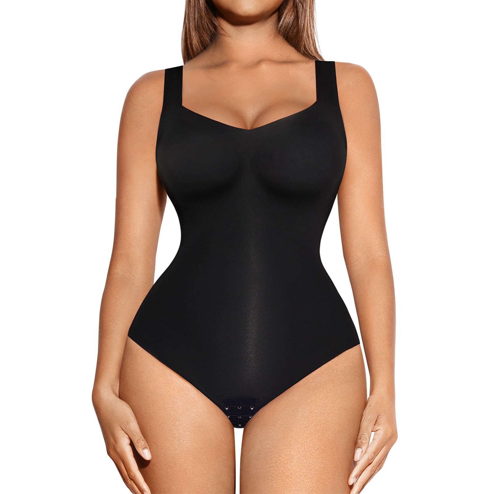 FeelinGirl Body Suits for Women Tummy Control Tank Tops Bodysuits With Built In Bra Full Body Shaper Shapewear XL