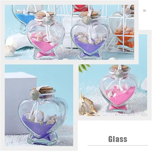 Miniatura 7 de SUPVOX 4 frascos de vidrio con tapas de corcho, botellas de deseos de vidrio transparente en forma de corazón, para luna de miel, arena, recuerdo,