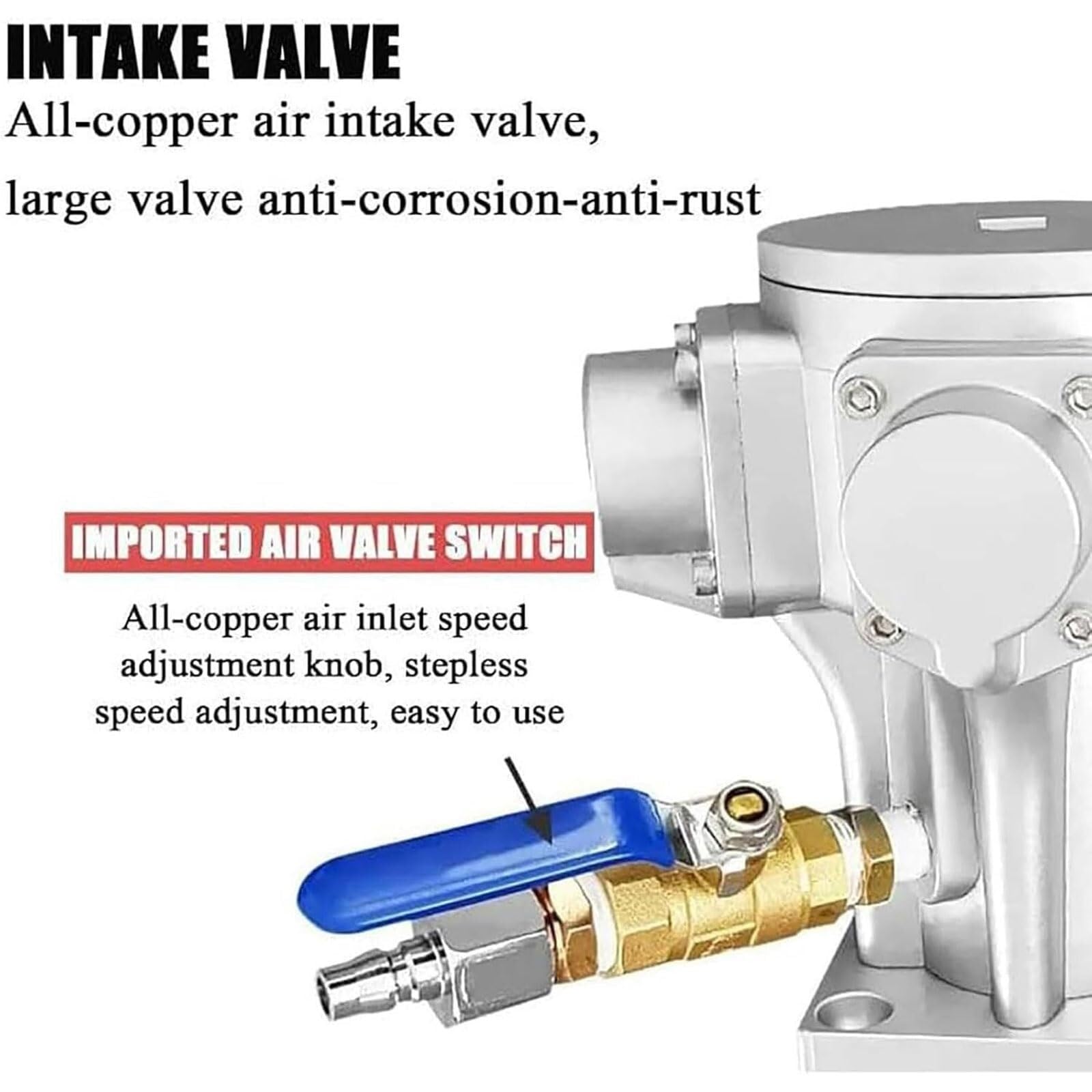 Agitador de aire for IBC de 1900 RPM, mezclador de pintura neumático de 3/4 HP, mezclador de tanque de acero inoxidable de 1000 L, longitud de varilla de mezcla de 880 mm, diámetro del impulsor de 250