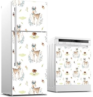 Buzdolabı ve Bulaşık Makinası Beyaz Eşya Sticker Kaplama Geyik Mantar